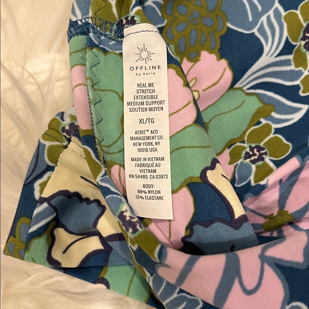 🆕 Offline by Aerie Blue Floral Sports Bra Size XL - Picture 3 of 6